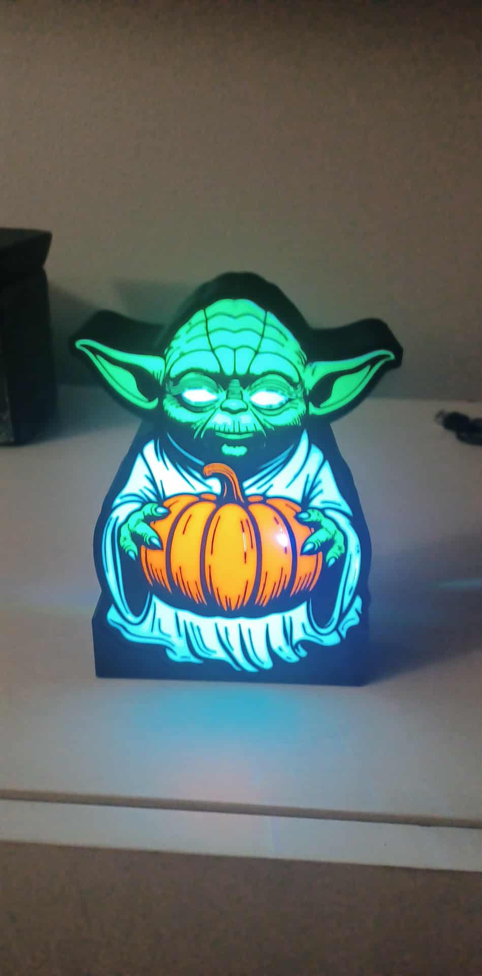 Yoda Pumpkin lg LED light box – custom 3D printed – Lit Layer Creations